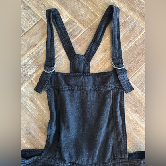 Free People Black Linen Short Overalls - Picture 8 of 9